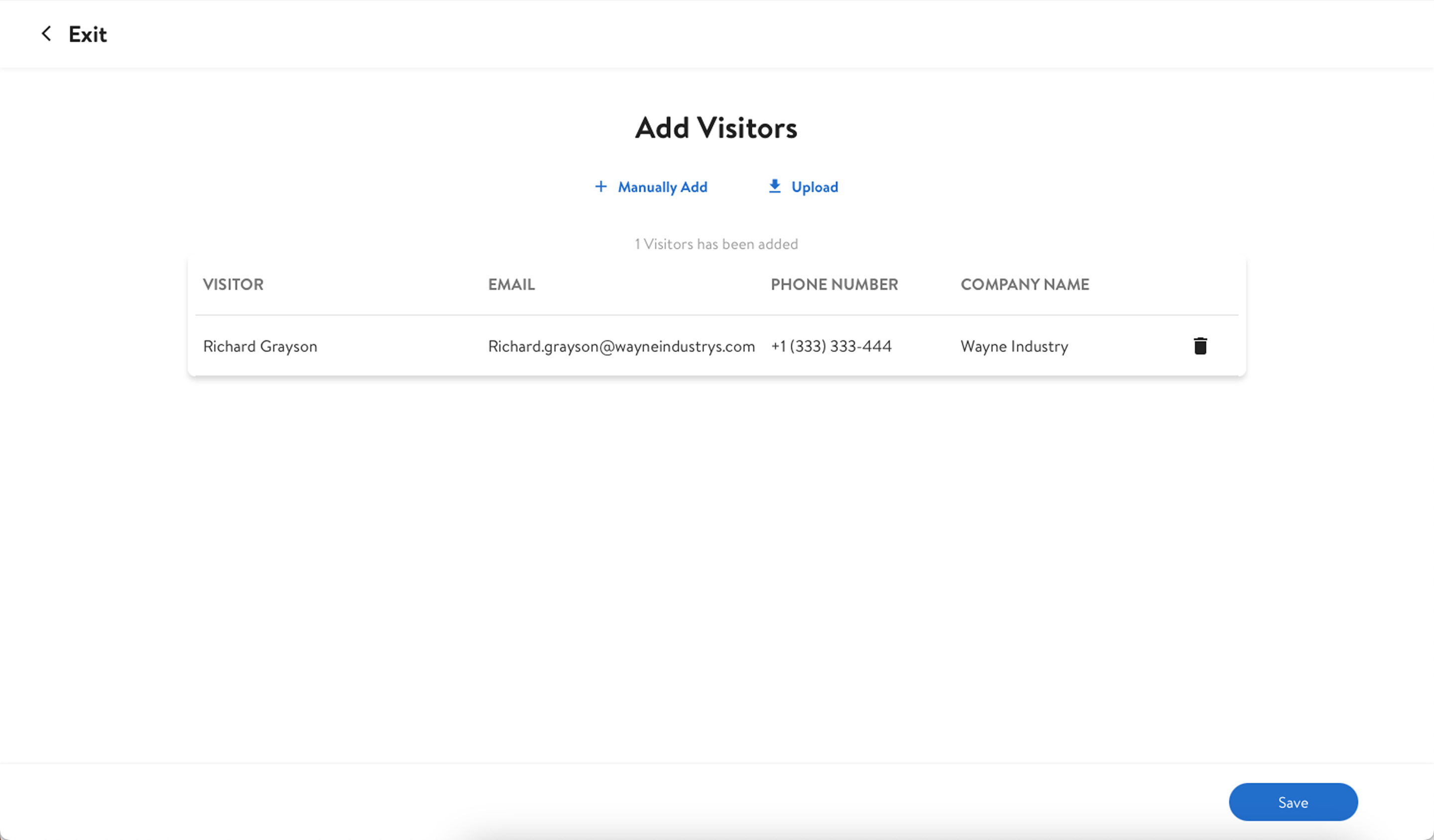 Legacy Check-In — add visitors table