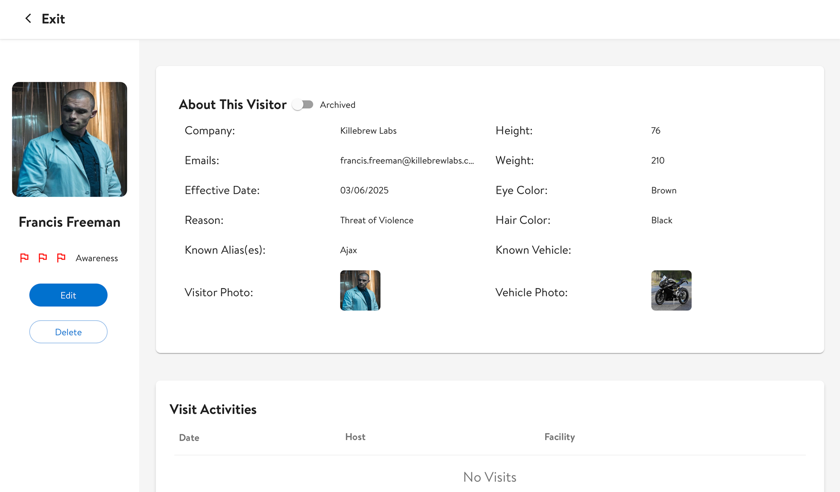 Legacy Watchlist — user profile panel