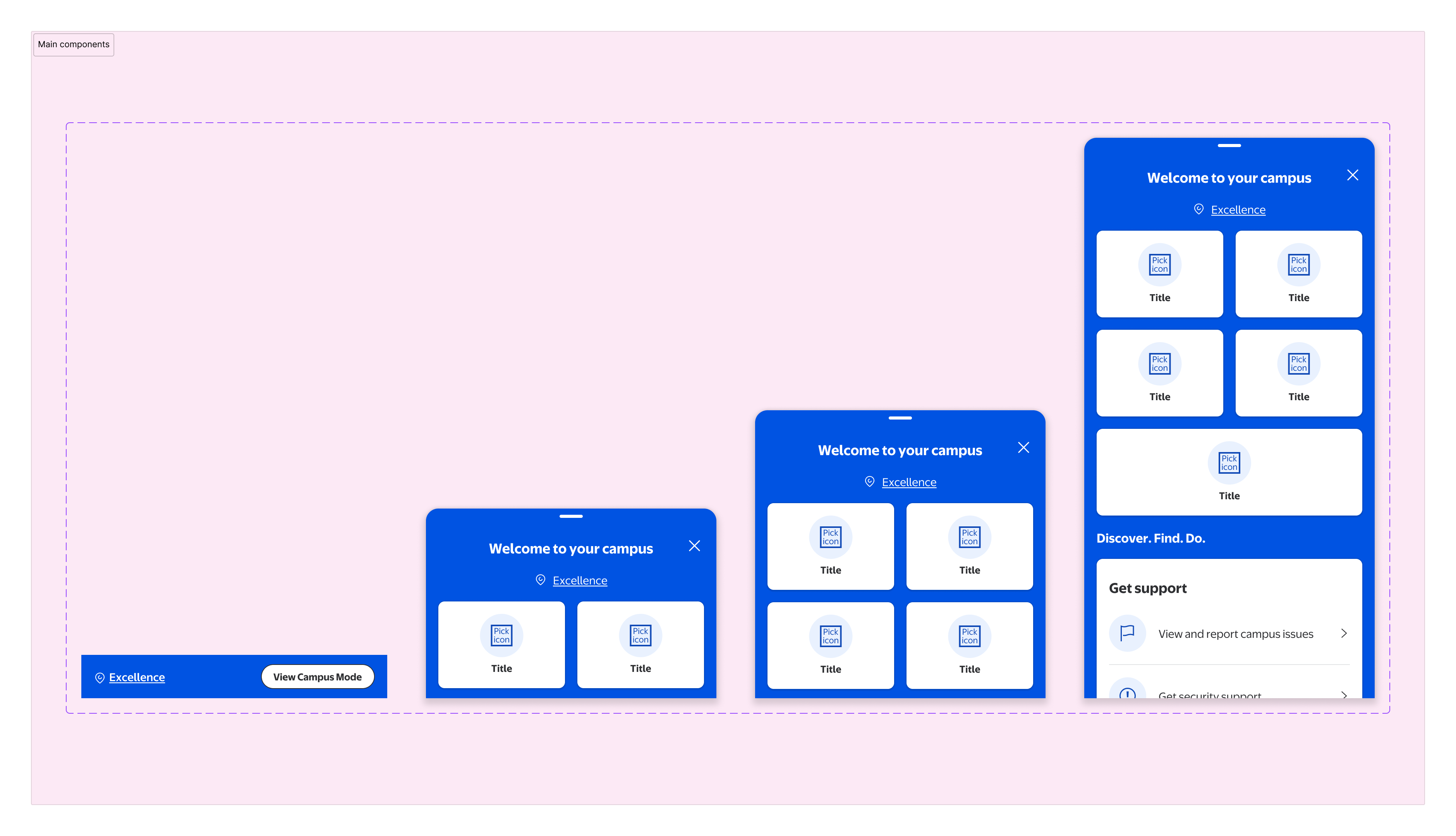 Figma file showing mobile-level UI components that form the foundational building blocks of the navigation subsystem